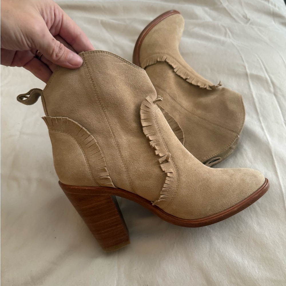 Joie Suede Fringe Ankle Booties